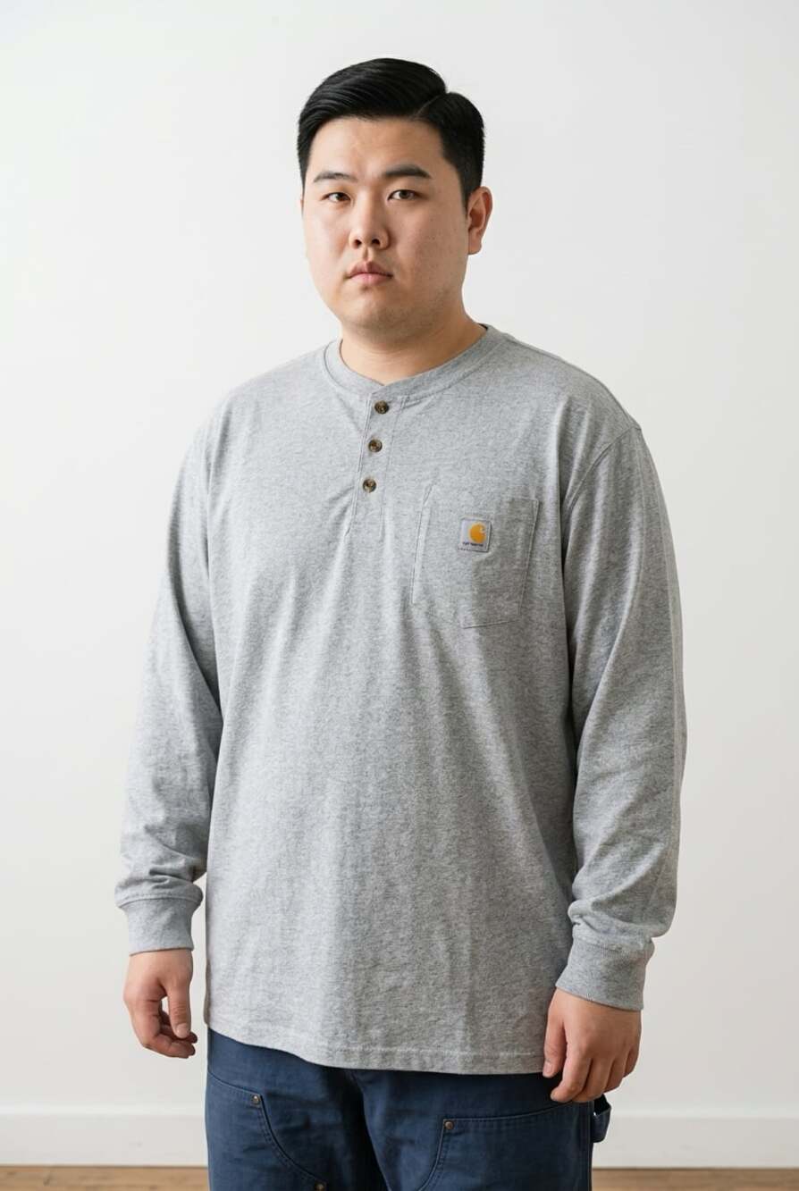 Carhartt K128 Loose Fit Heavyweight Long-Sleeve Pocket Henley T-Shirt 3XL